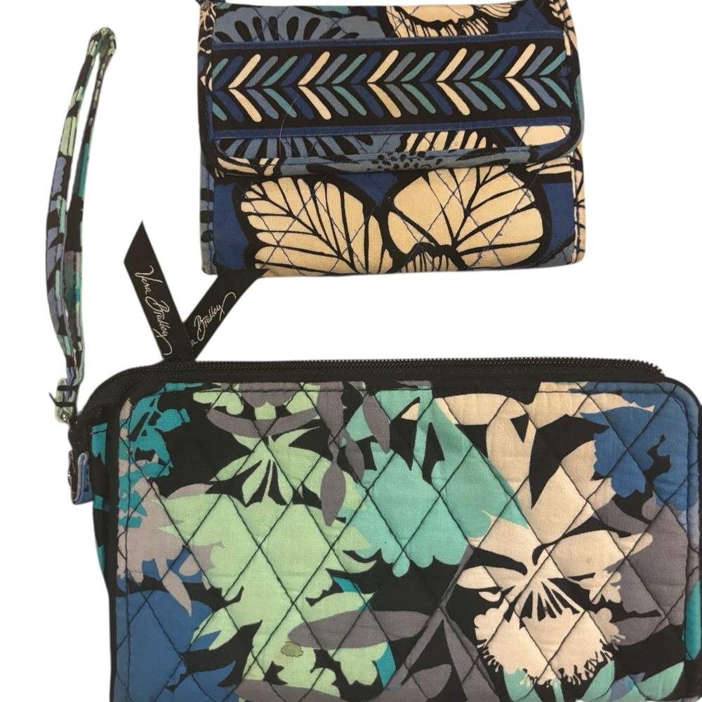 Vera Bradley Blue and Green‎ Floral Wristlet  AND Blue Bayou Wallet